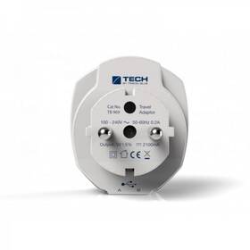 Cestovní adaptér TECH TBU-969 pro EU, 2x USB bílá barva
