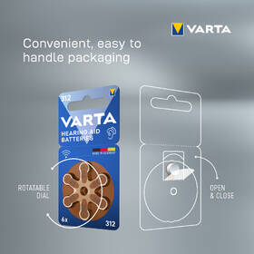 Baterie do naslouchadel Varta Hearing Aid Battery 312, blistr 6ks 
