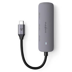 USB Hub Nedis USB-C/4×USB šedá barva
