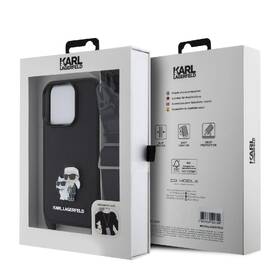 Kryt na mobil Karl Lagerfeld Saffiano Crossbody Metal Karl and Choupette na Apple iPhone 15 Pro černá barva
