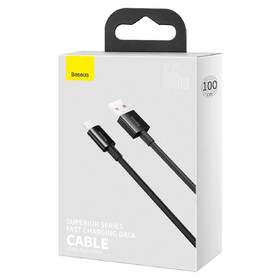 Kabel Baseus Superior USB/USB-C, 6A, 66W, 1m černá barva
