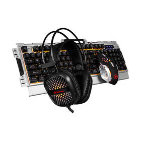 Klávesnice s myší Marvo CM303 + headset, CZ/SK stříbrná barva
