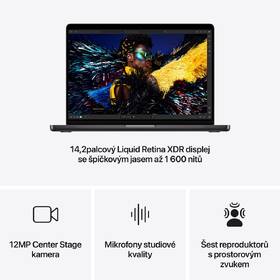 Notebook Apple CTO 14" s nanotexturou M4 Pro 14× CPU 20× GPU, 24 GB, 4 TB - vesmírně černý CZ 
