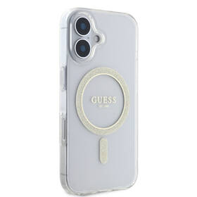 Kryt na mobil Guess IML Glitter Ring MagSafe na Apple iPhone 16 Plus průhledná
