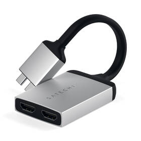 USB Hub Satechi USB-C Dual HDMI Adapter stříbrná barva
