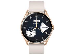 Chytré hodinky ARMODD Roundz 5 - rosegold s krémovým silikonovým řemínkem 
