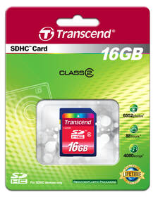 Paměťová karta Transcend 16GB Class2 modrá barva
