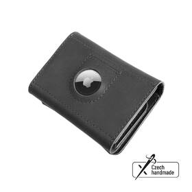 Peněženka FIXED Tripple Wallet pro AirTag z pravé hovězí kůže černá barva
