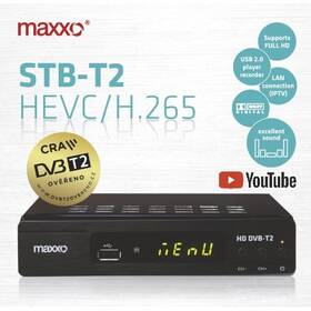 Set-top box Maxxo T2 HEVC/H.265 + wifi adaptér černá barva
