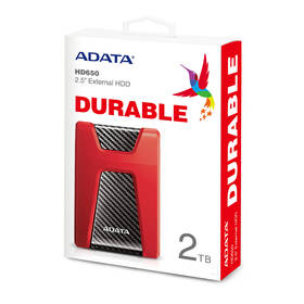 Externí pevný disk 2,5" ADATA HD650 2TB červená barva
