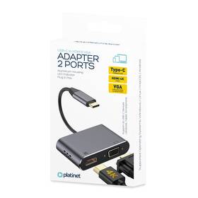 Redukce PLATINET USB-C/HDMI, VGA šedá barva

