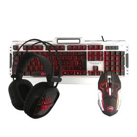 Klávesnice s myší Marvo CM303 + headset, CZ/SK stříbrná barva
