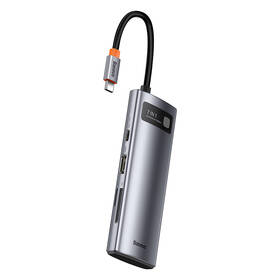  Baseus Metal Gleam Series 7v1 HUB USB-C (USB-C PD 100W, USB-C, 2x USB 3.0, HDMI, SD/TF port) šedá barva
