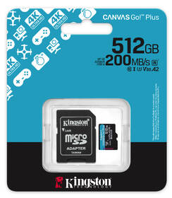 Paměťová karta Kingston MicroSDXC 512GB U3 UHS-I (200R/160W) + adaptér 
