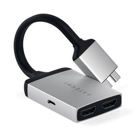 USB Hub Satechi USB-C Dual HDMI Adapter stříbrná barva

