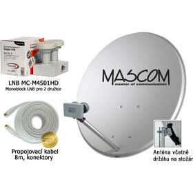 Satelitní komplet Mascom MS-2350/80MBL+M7, příjem 2 družic s kartou Skylink černá barva
