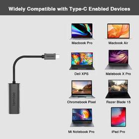 Síťová karta tomtoc USB-C (Thundebolt 3) / RJ45 šedá barva
