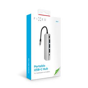 USB Hub FIXED Hliníkový HUB 6IN1 s rozhraním USB-C stříbrná barva
