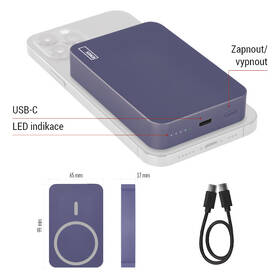 Powerbank EMOS WI 1046, 10 000 mAh, 20 W+Wireless modrá barva

