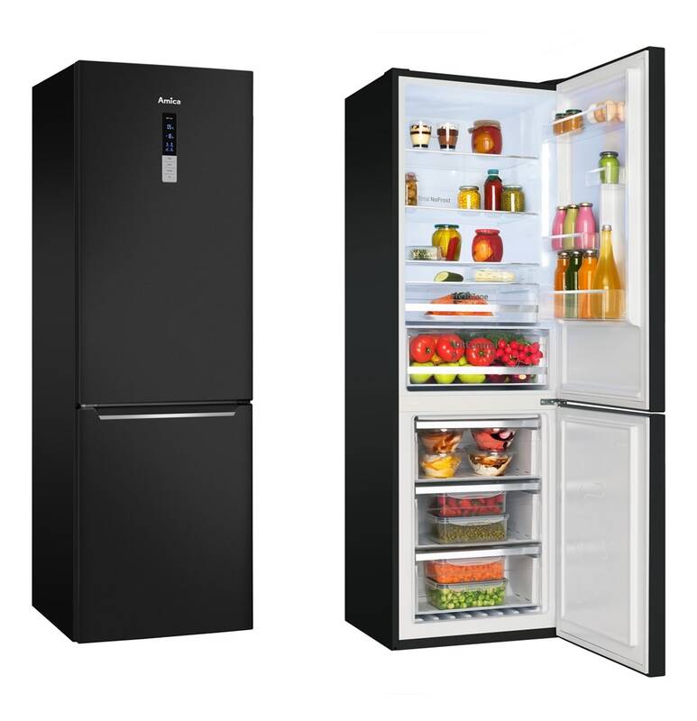 Chladnička s mrazničkou Amica FK3666.2DFZHC černá barva
