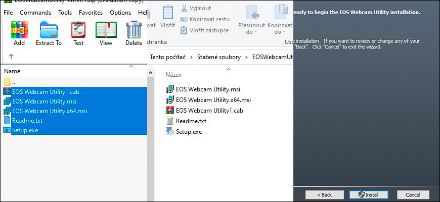 Návod k EOS Webcam Utility