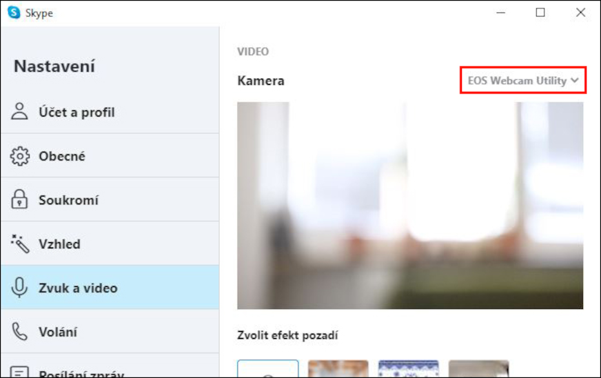 Návod k EOS Webcam Utility