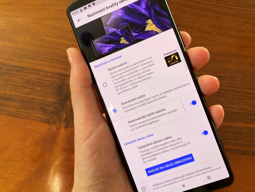 Sony Xperia 5 III nastavení kvality obrazu