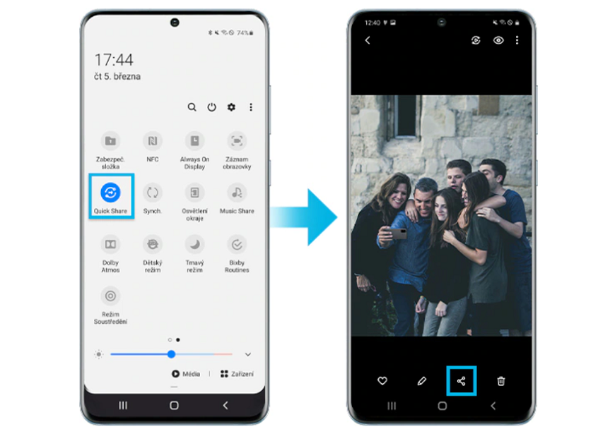 Samsung Quick Share pro rychlejší a snadnější sdílení samsung quick share