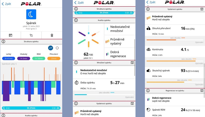 Recenze: Polar Ignite 3 – mimořádně vybavené fitness a wellness hodinky Polar Ignite 3 sledování spánku