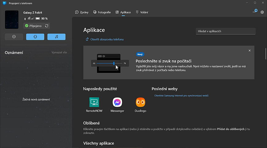 Propojení s Windows