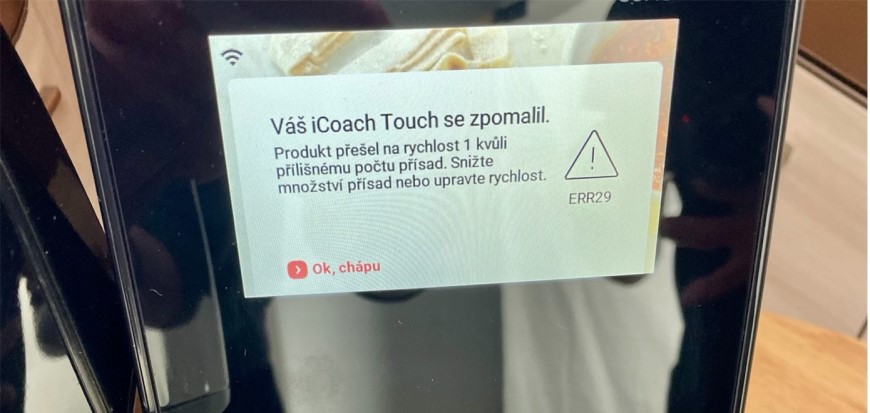 chybová hláška Tefal