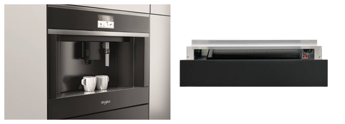Vestavby Whirlpool: Absolutní krása v řadách W Collection, Absolute a Actual Kávovar, ohřevná zásuvka Whirlpool
