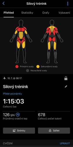 Recenze: Chytré hodinky Garmin Venu X1 – Když všechen čas hraje pro vás Záznam silového tréninku v aplikaci Garmin Connect