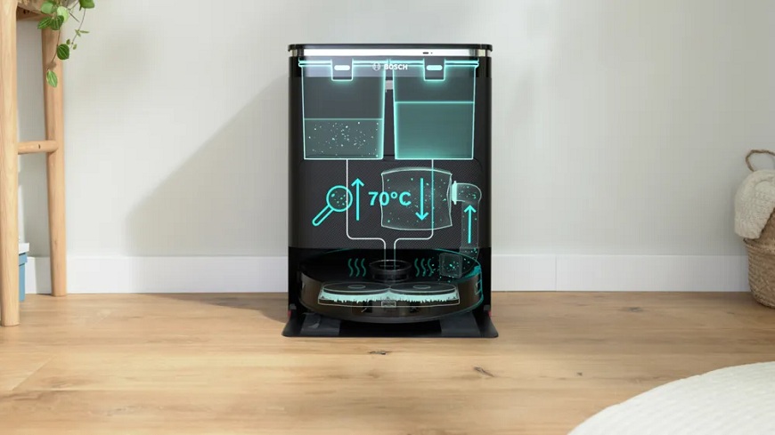 Robotický vysavač Bosch Spotless Max BCRDW3B a dokovací stanice pro kompletní péči