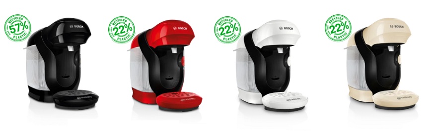 Vylaďte váš styl s kávovary Bosch Tassimo Kávovary Tassimo Style vyrobené z recyklovaných plastů