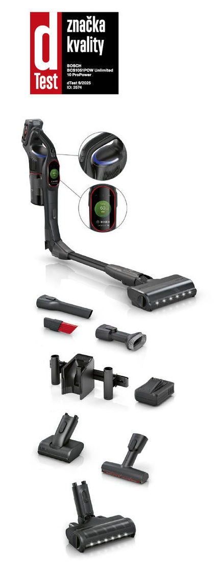 Vysavač Bosch Unlimited 10 BCS1051POW s logem dTestu