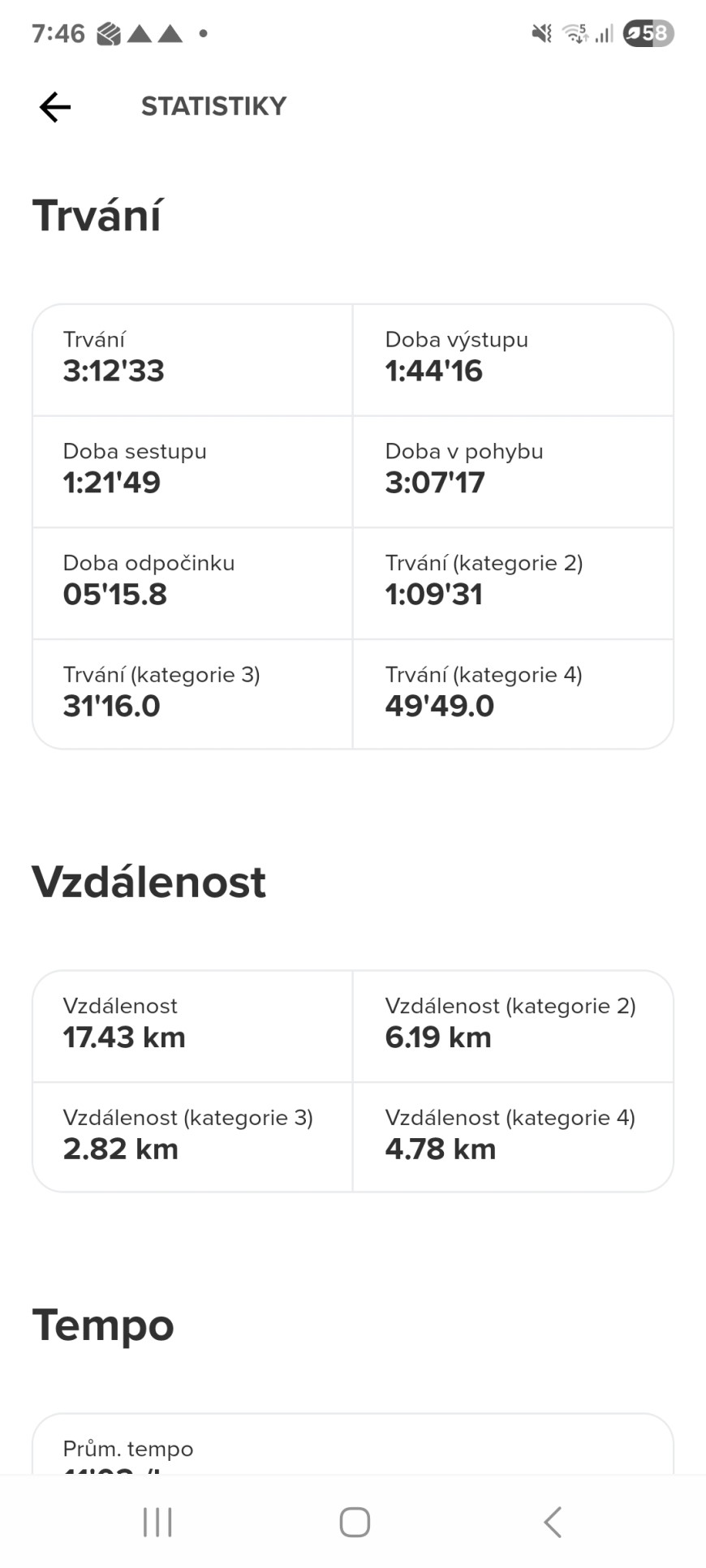 Recenze: Suunto Vertical 2 – Nejlepší parťák každého dobrodruha Screenshot z aplikace Suunto zobrazující statistiky aktivity
