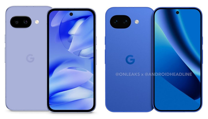 srovnání Google Pixel 9a s renderem modelu Google Pixel 10a (@OnLeaks, AndroidHeadlines.com)