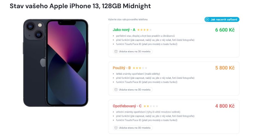 Jak funguje výkup v DATARTu? Příklad výkupu telefonu v DATARTu
