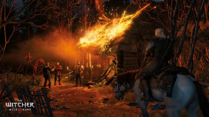 Zaklínač 3 znovu ožívá. Čeká nás nové DLC, nebo jde jen o dokonale připravenou iluzi? Ukázka ze hry Zaklínač 3: Hořící chata a muži na koních