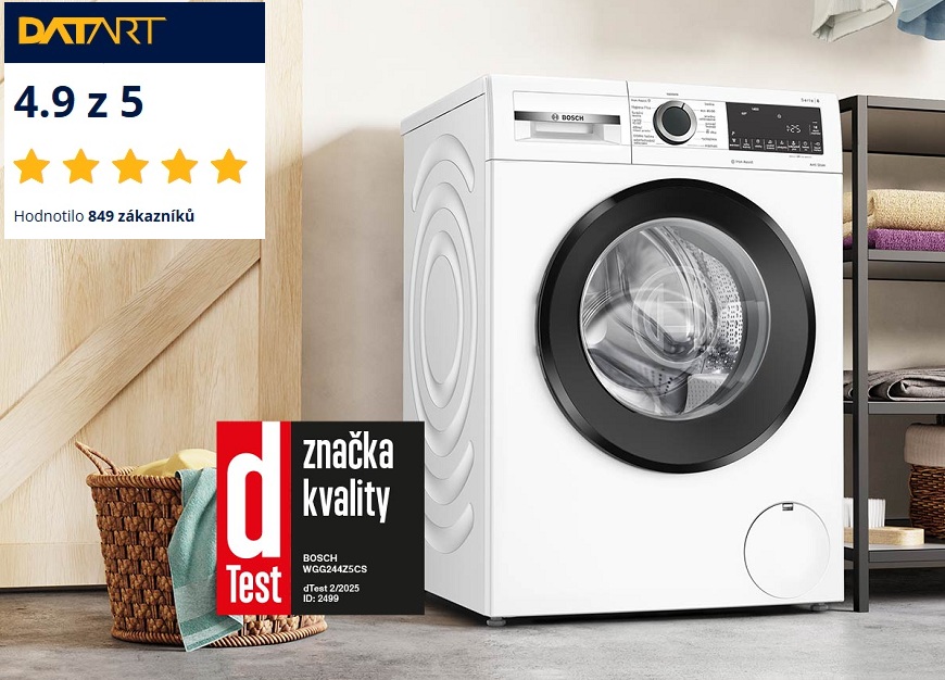 NejprodávanÄjšà praÄka na DATARTu? Je to praÄka Bosch! Pracka Bosch WGG244Z5CS v koupelne s vyznacenym pozivivnim hodnocenim na datartu - hlavni obrazek