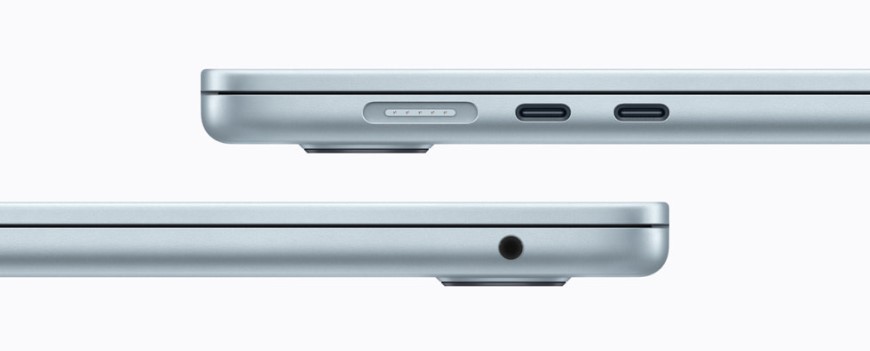 Apple s novinkami dále boduje – upgradoval Macy a odhalil nové duo monitorů Studio Display MacBook Air M5 z boku ukazuje možnosti konektorů