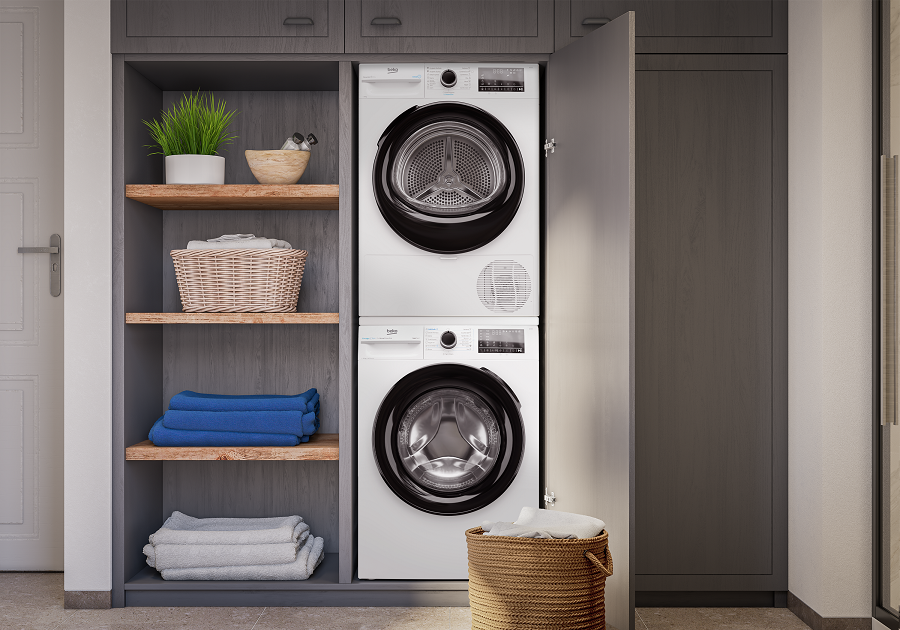 Nevíte si rady s výběrem mezikusu? Vsaďte na univerzální modely Beko Univerzální mezikus Beko propojuje pračku a sušičku v moderní předsíni