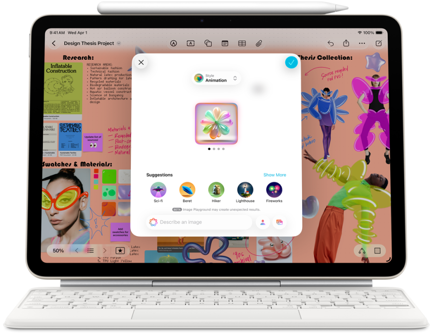 iPad Air s čipem M4 s kompatibilní klávesnicí a perem iPen