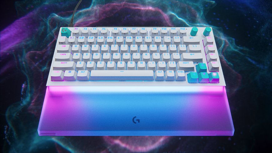 Bílá klávesnice Logitech G512 X s barevným podsvícením RGB panelu