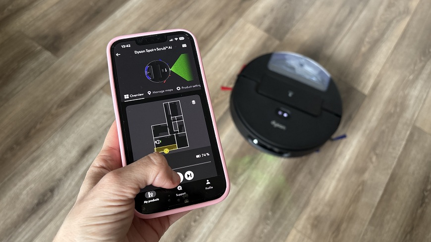 Recenze: Dyson Spot+Scrub™ AI – Chytrý úklid pro každodenní chaos Aplikace pro kontrolu nad úklidem robotického vysavače Dyson Spot+Scrub AI