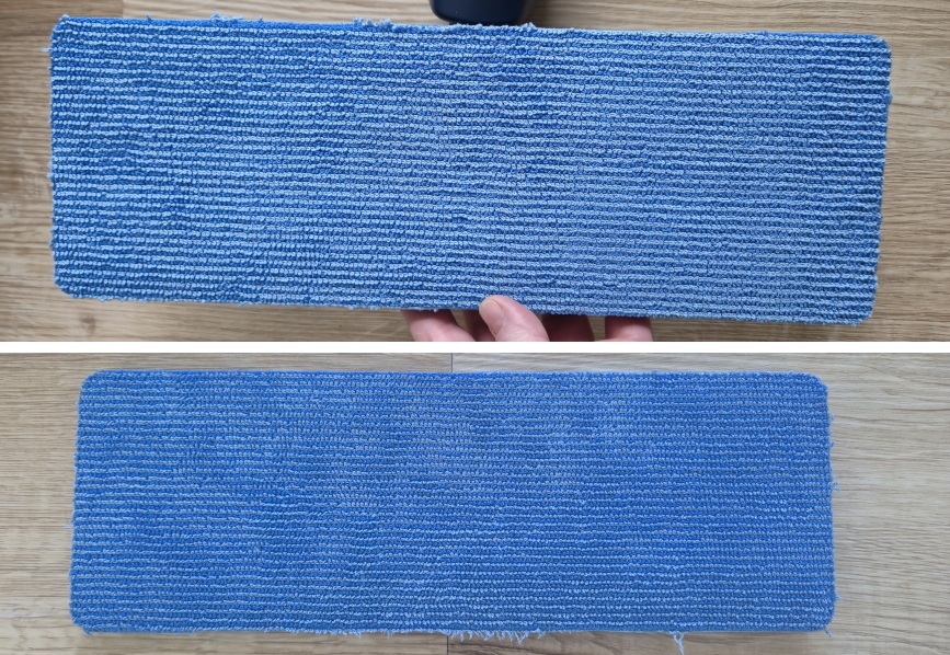 Recenze: Elektrický mop Philips OneUp – vytírejte jedním tahem a bez námahy Nahoře mop vybalený z krabice, dole mop po 1,5 měsíci používání.