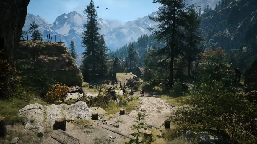 Lesní krajina s cestou, screenshot z traileru na The Blood of Dawnwalker