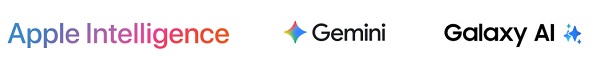 Vše o mobilech: 10 otázek, na které se ptáte nejčastěji Logo Apple Intelligence, Gemini a Galaxy AI
