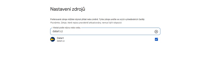 Nenechte algoritmus rozhodovat za vás: Přidejte si DATART mezi preferované zdroje Googlu Jak si nastavit DATART jako preferovaný zdroj